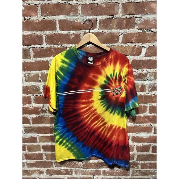 Santa Cruz Skateboard Mens Tie Dye Short Sleeve T-shirt Multicolor Size XL - Picture 1 of 3